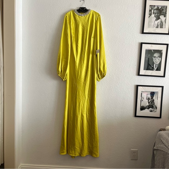 Ieena For Mac Duggal Satin Long Blouson Sleeve Evening Gown 26575 NWT SZ 12 - Picture 2 of 7